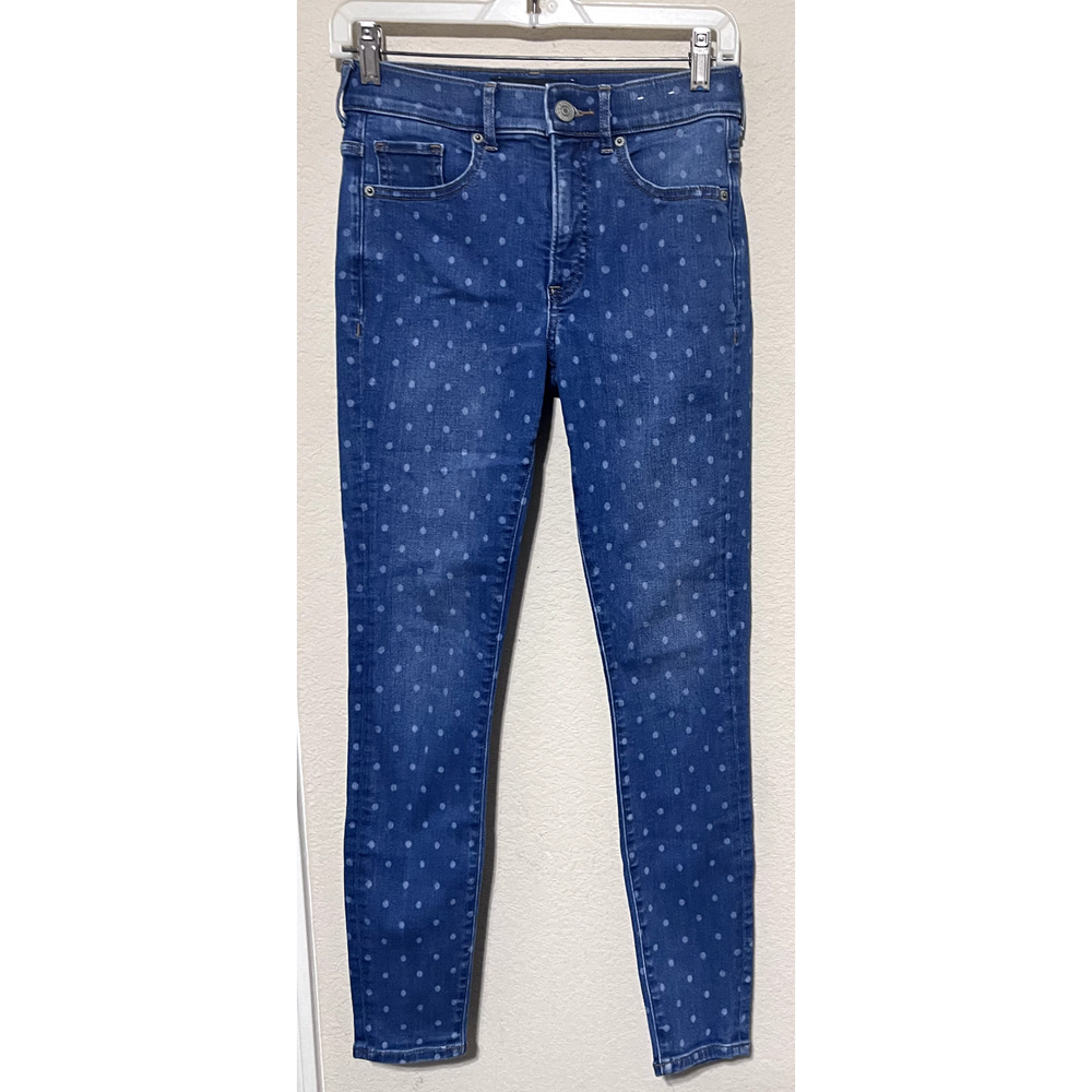 Express Size 2R Women's Jeans Denim Polka Dot Ankle Legging High-Rise Skinny